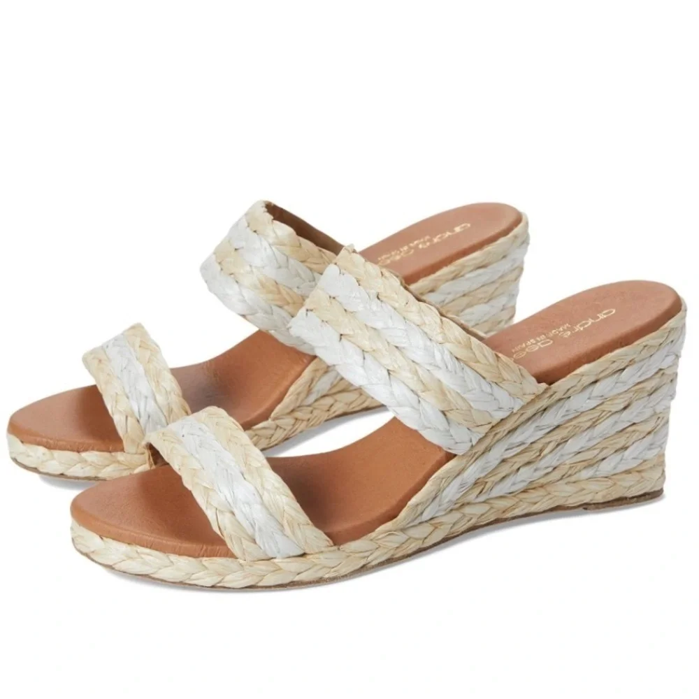 NEW! André Assous Nolita Raffia Wedge Slide Sandal - Size 40